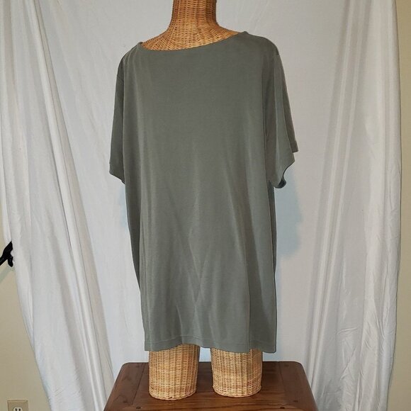 Ladies CHEROKEE Plus Size Short Sleeve Tee Shirt in Olive Green - 3 to 4X - Picture 3 of 4